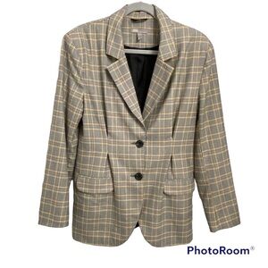 ASOS / Yellow, Black & White Hounds Tooth Print Blazer Size US 8
